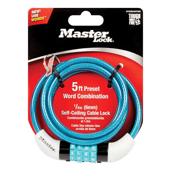 Bike Cable Lock Word 5', Master Lock, Mfr#: 8152DASTWD